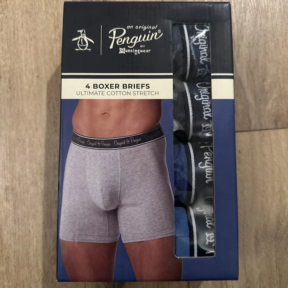 Original Penguin by‎ Munsingwear Ultimate Cotton Stretch Boxer Briefs 4-Pack Sm